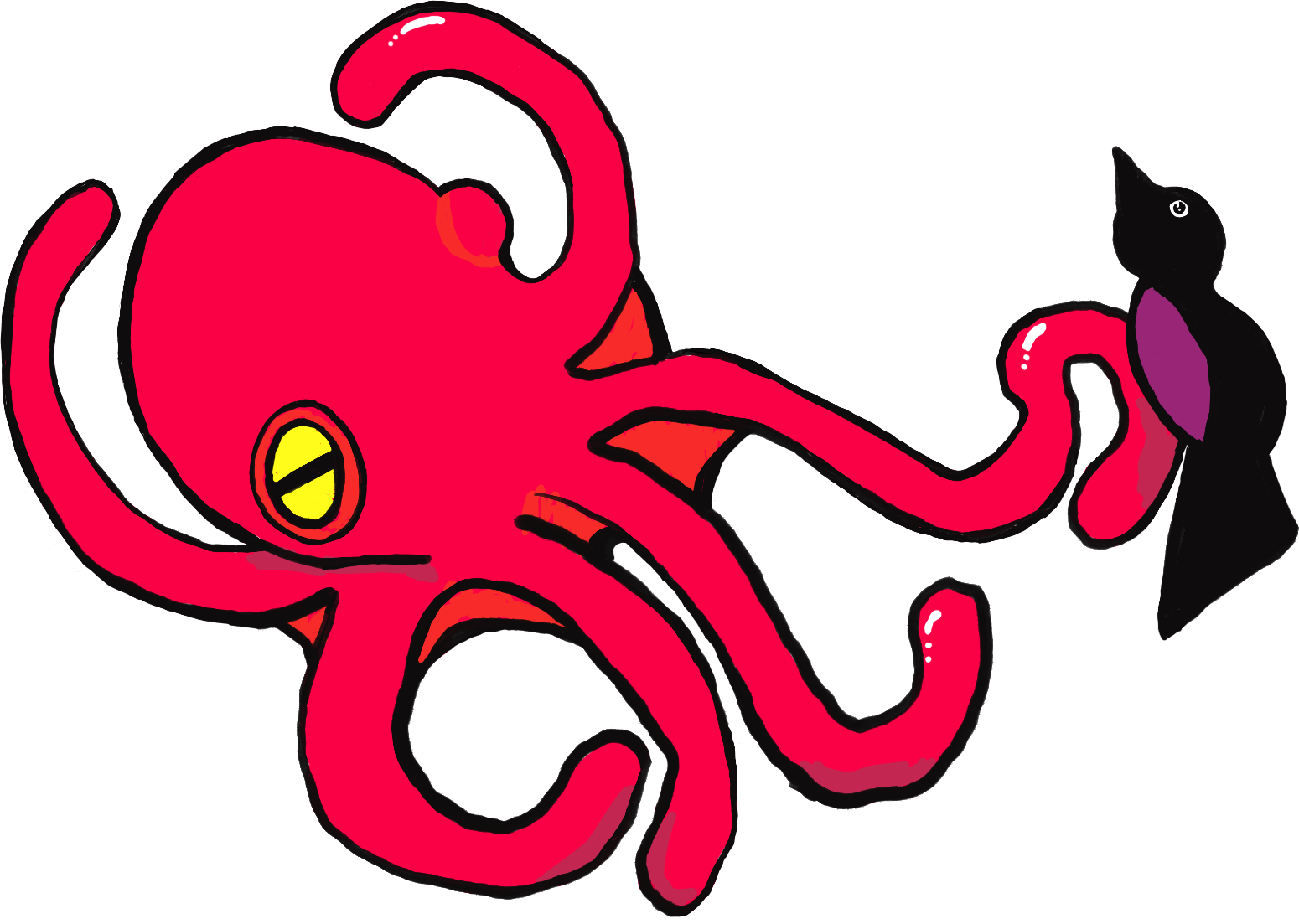 RobynDe. — illustrated octopus cradling a bird